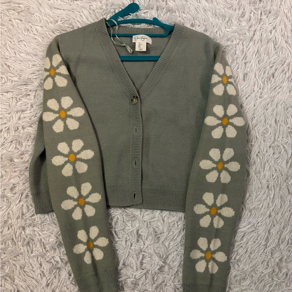 Jessica Simpson flower cropped cardigan - women’s sz L